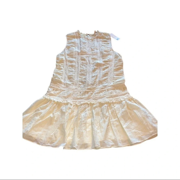 Rebecca Taylor Ruched Lace Inset Cotton Dress New Ivory Size 10 - Picture 8 of 11